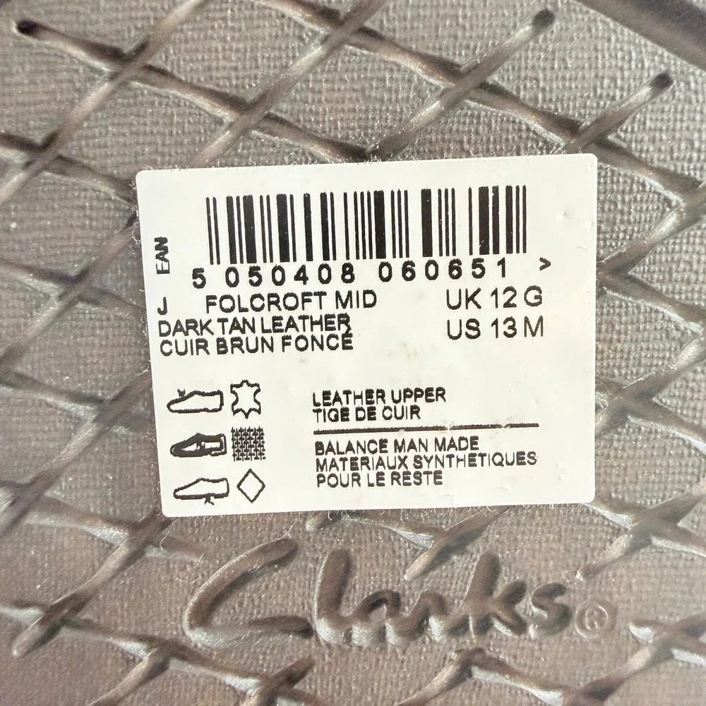 Clarks Men Folcroft Mid Dark‎ Tan Leather Chukka Boots Size 13 M New